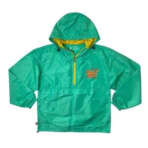 Dutch Bros Jacket Mens Medium Parakeet Green Half Zip Anorak Windbreaker Hooded